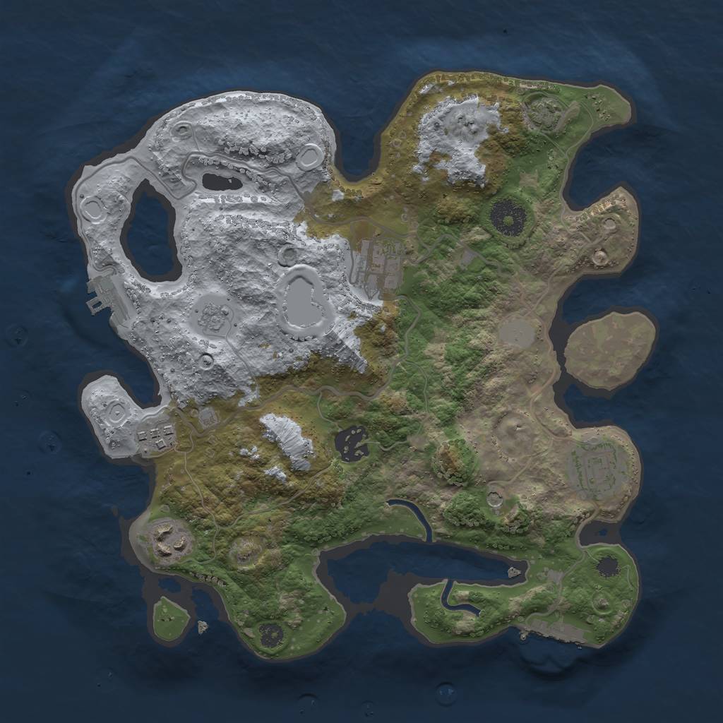 Rust Map: Procedural Map, Size: 3000, Seed: 792168, 13 Monuments