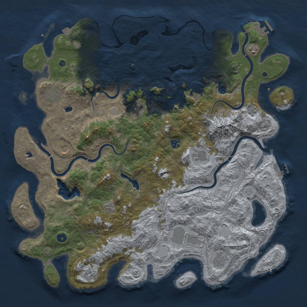 Rust Map: Procedural Map, Size: 5000, Seed: 97674, 17 Monuments