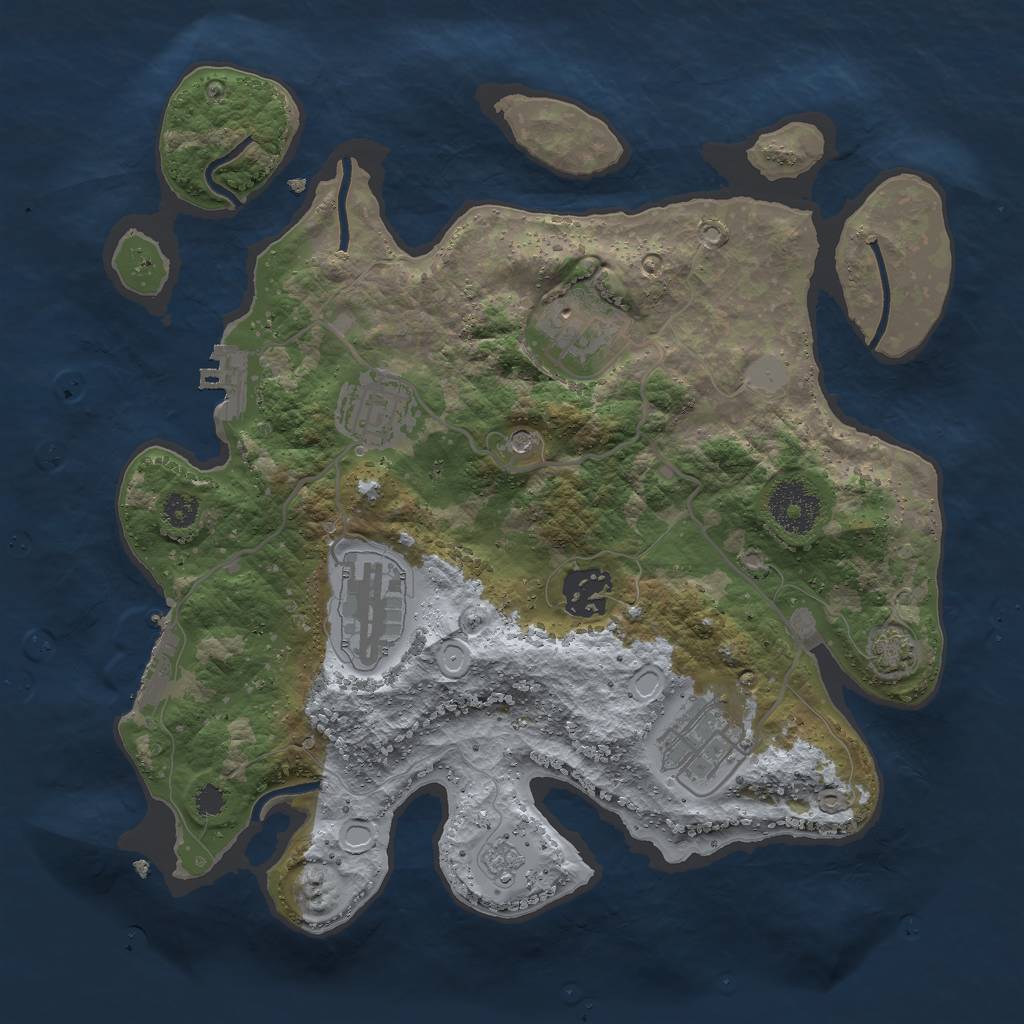 Rust Map: Procedural Map, Size: 3000, Seed: 361904, 13 Monuments