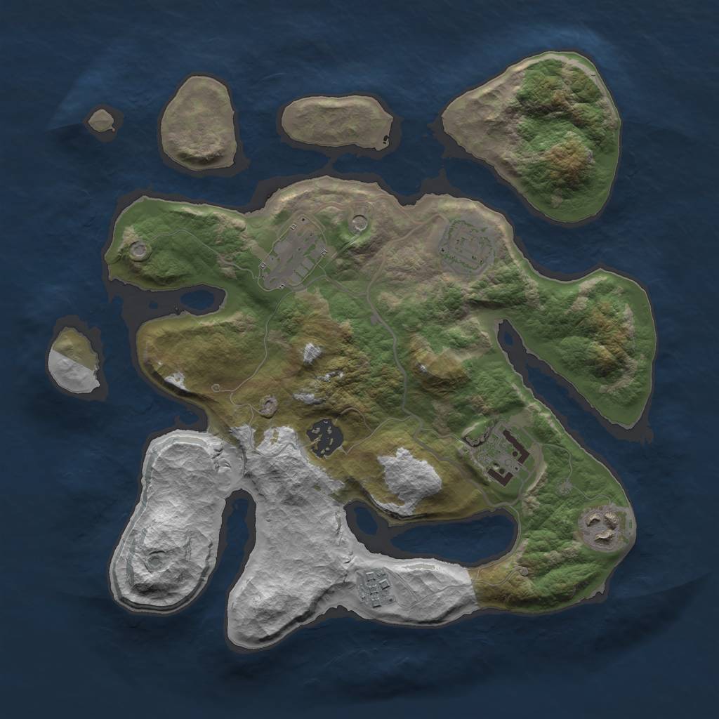 Rust Map: Barren, Size: 3000, Seed: 220640, 9 Monuments