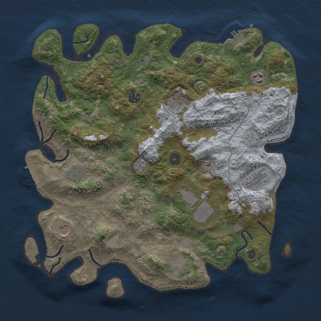 Rust Map: Procedural Map, Size: 4000, Seed: 1711897504, 17 Monuments