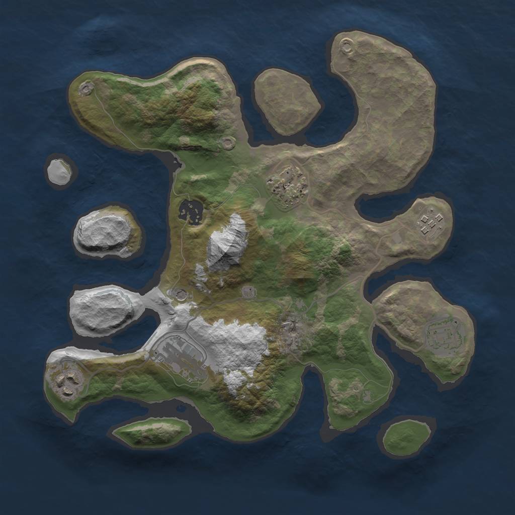 Rust Map: Barren, Size: 3000, Seed: 279549, 9 Monuments