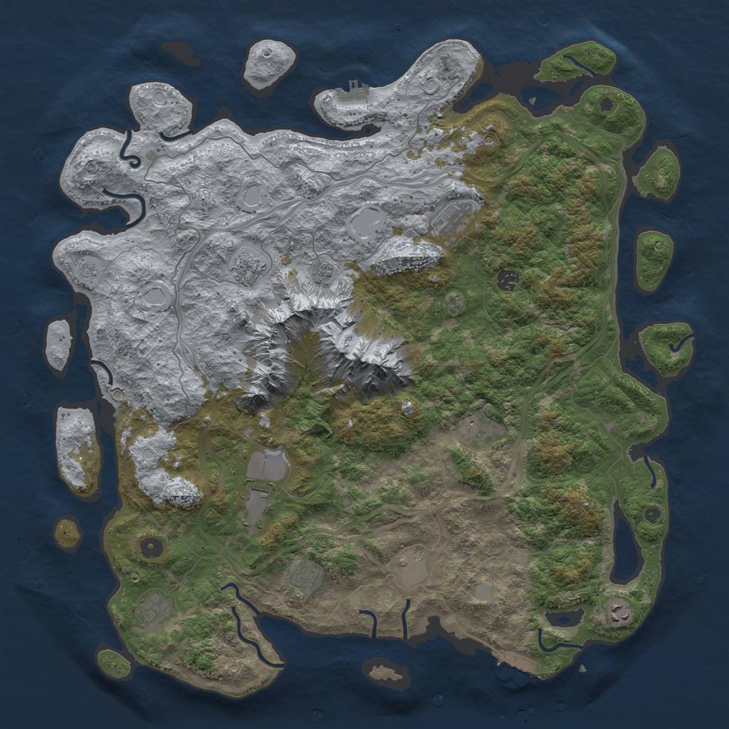 Rust Map: Procedural Map, Size: 5000, Seed: 97675, 17 Monuments