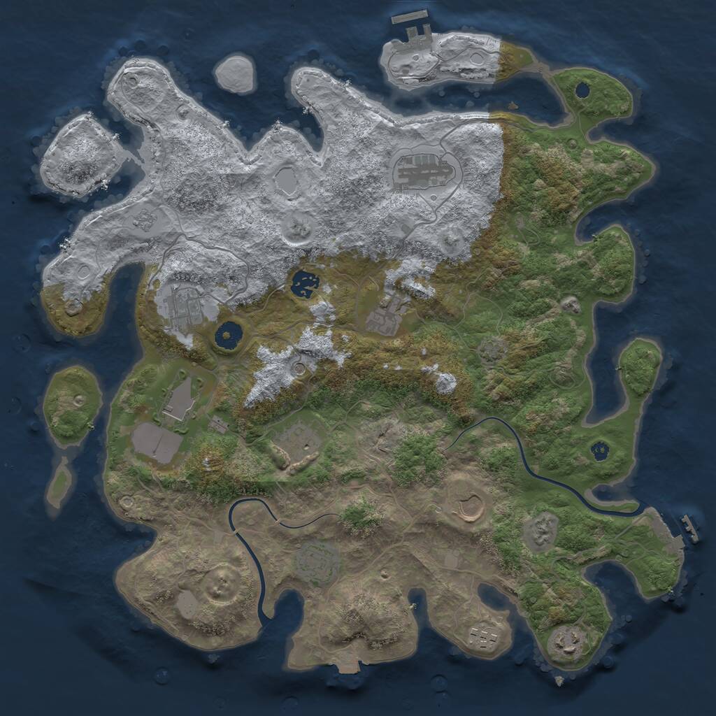 Rust Map: Procedural Map, Size: 3950, Seed: 1636631147, 16 Monuments