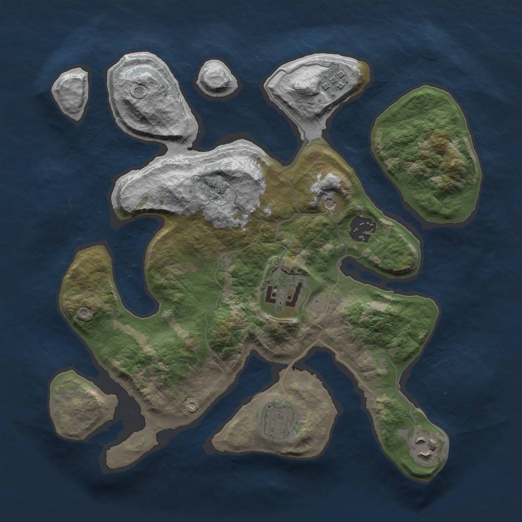 Rust Map: Barren, Size: 3000, Seed: 891672, 8 Monuments