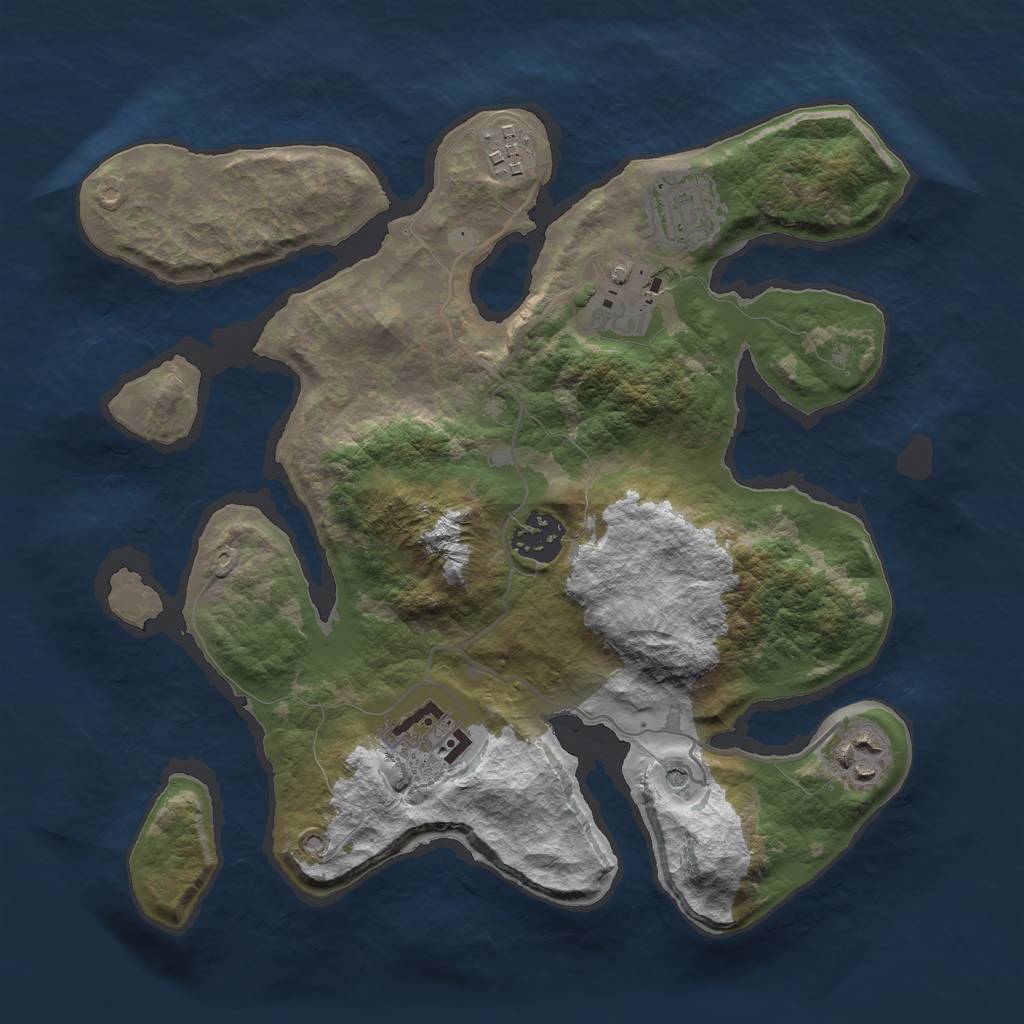 Rust Map: Barren, Size: 3000, Seed: 868474, 9 Monuments