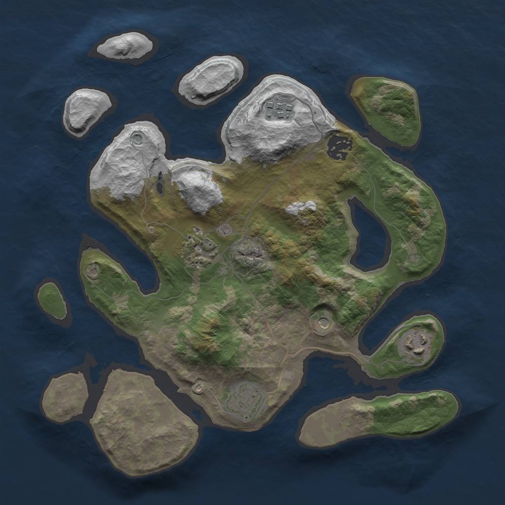 Rust Map: Barren, Size: 3000, Seed: 957038, 8 Monuments