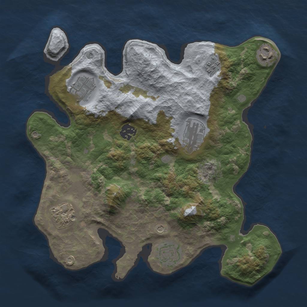 Rust Map: Barren, Size: 3000, Seed: 289854, 10 Monuments