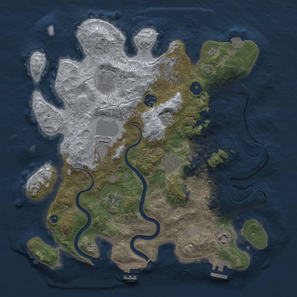 Rust Map: Procedural Map, Size: 3600, Seed: 45567709, 14 Monuments