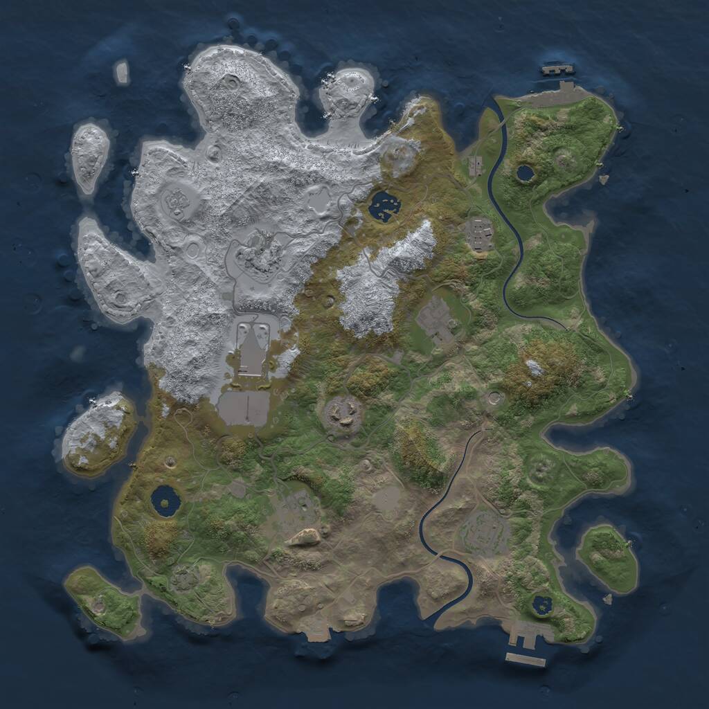 Rust Map: Procedural Map, Size: 3600, Seed: 45567709, 14 Monuments