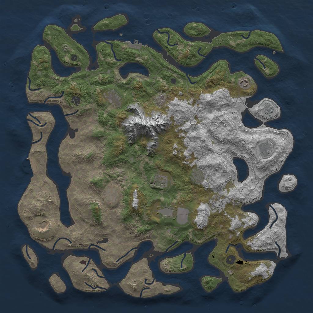 Rust Map: Procedural Map, Size: 5000, Seed: 54939, 19 Monuments