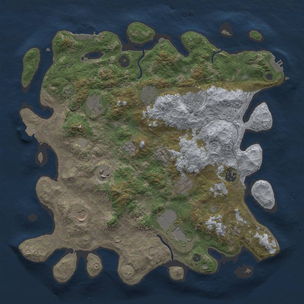 Rust Map: Procedural Map, Size: 4000, Seed: 1039967534, 18 Monuments