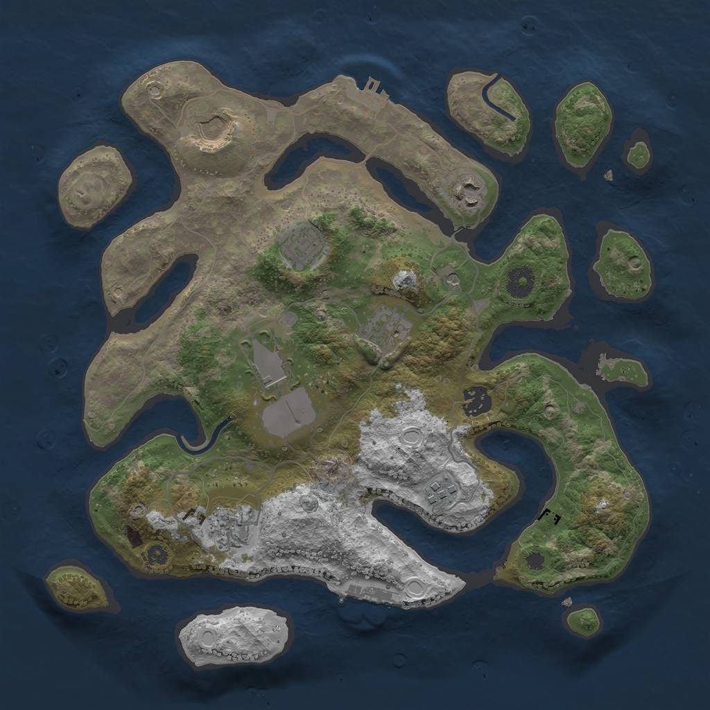 Rust Map: Procedural Map, Size: 3500, Seed: 12344, 16 Monuments