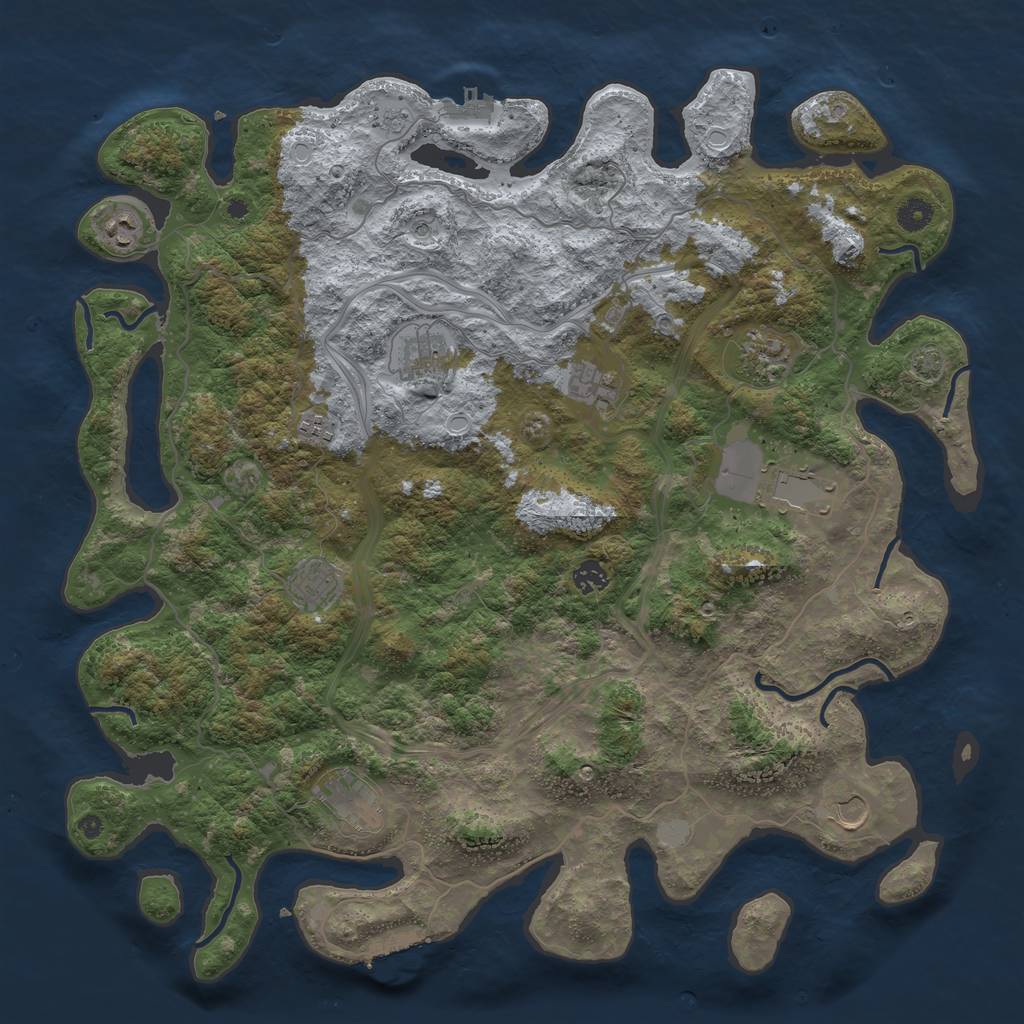 Rust Map: Procedural Map, Size: 4500, Seed: 7762848, 18 Monuments