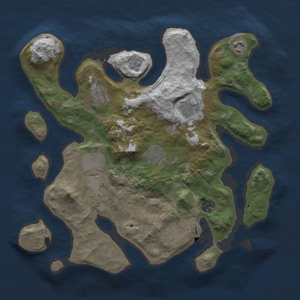 Rust Map: Barren, Size: 3500, Seed: 1031279928, 11 Monuments