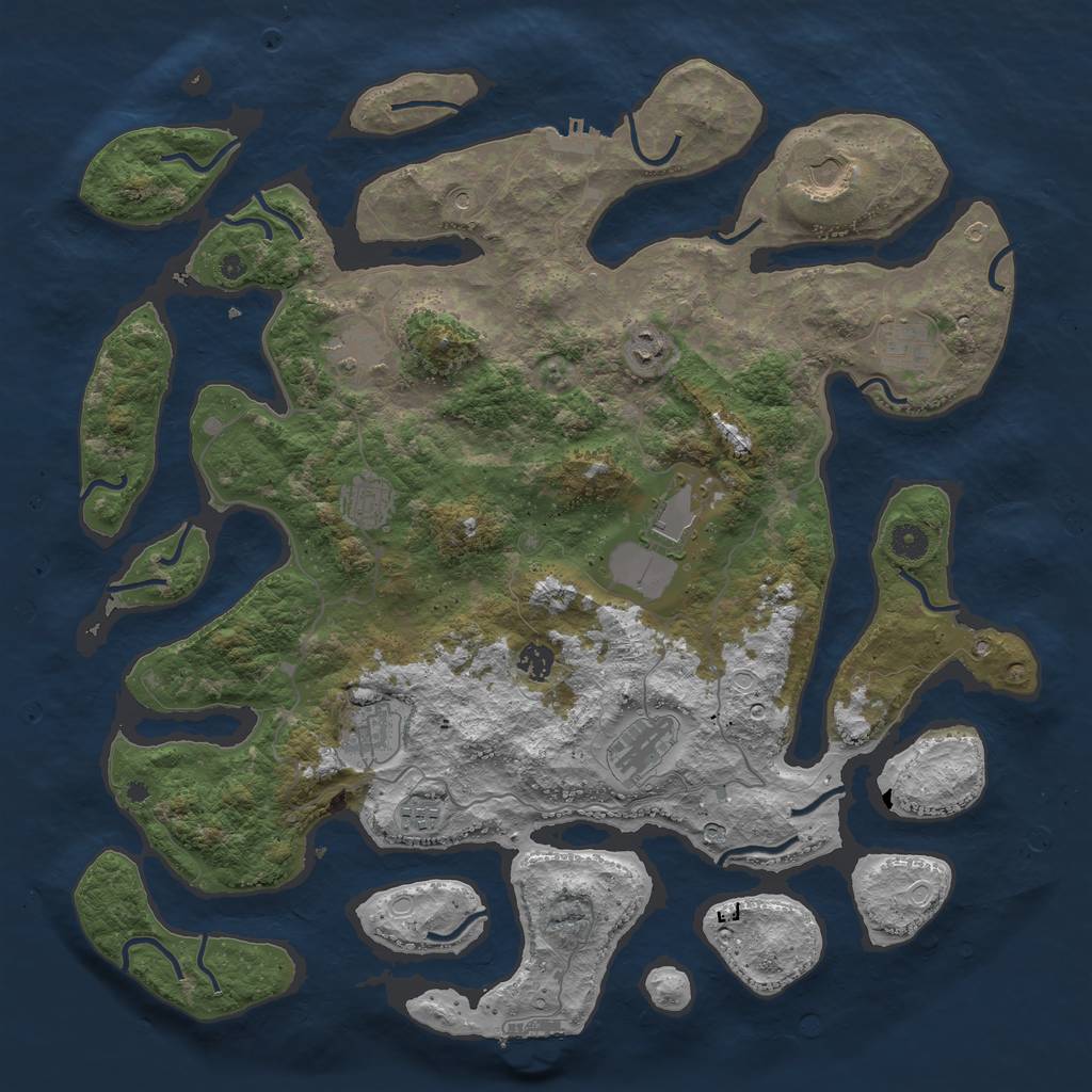 Rust Map: Procedural Map, Size: 4500, Seed: 107, 18 Monuments