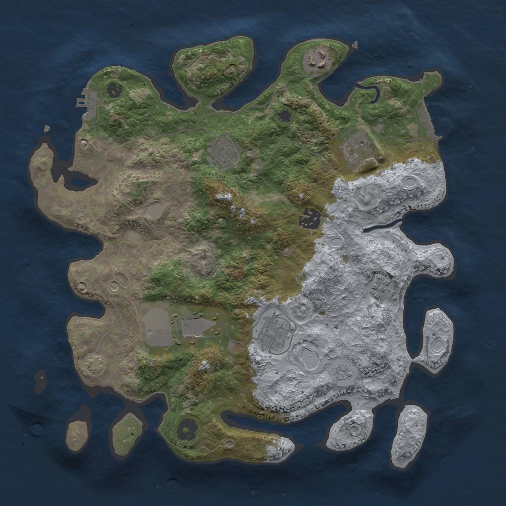 Rust Map: Procedural Map, Size: 3500, Seed: 2103592, 15 Monuments