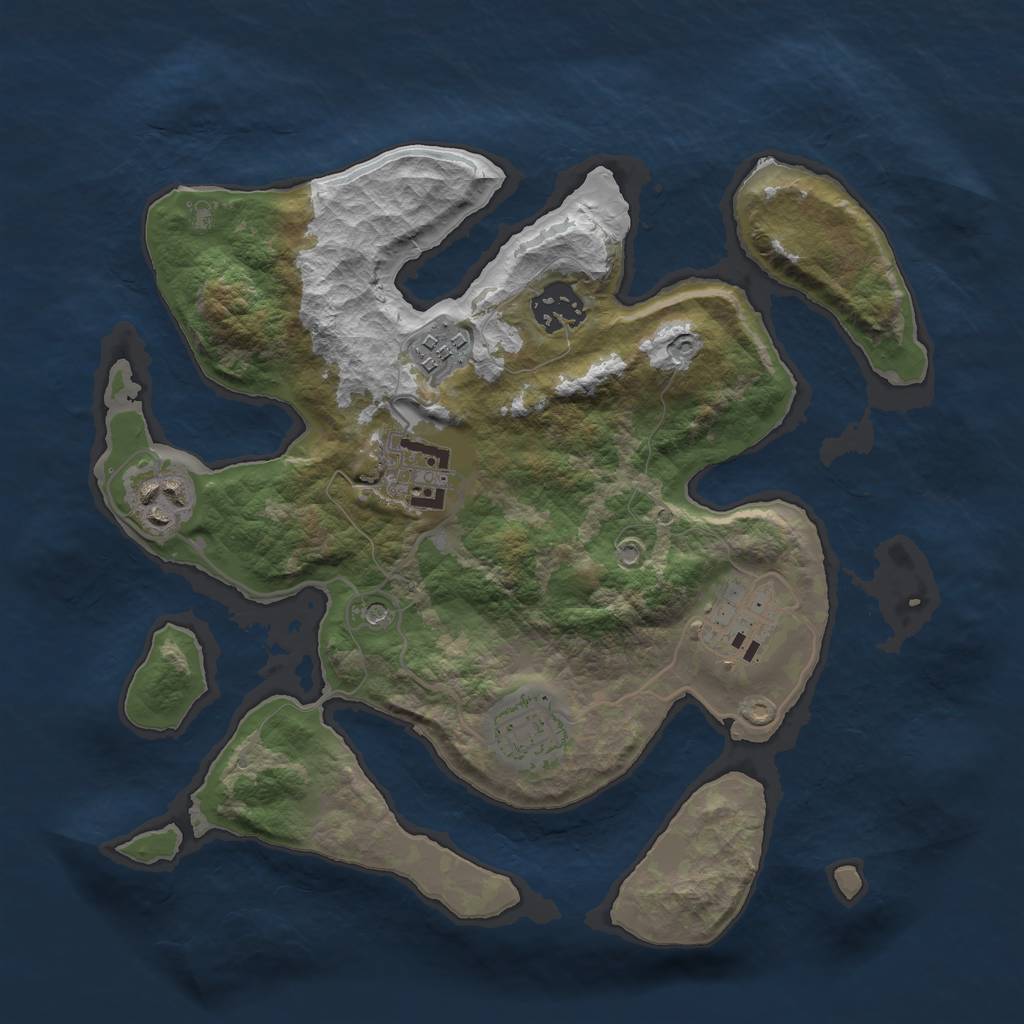 Rust Map: Barren, Size: 3000, Seed: 2058486318, 9 Monuments