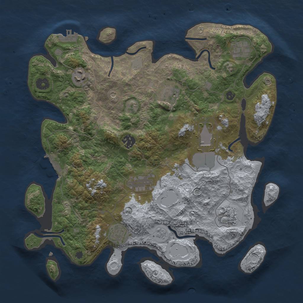 Rust Map: Procedural Map, Size: 3500, Seed: 15413422, 15 Monuments