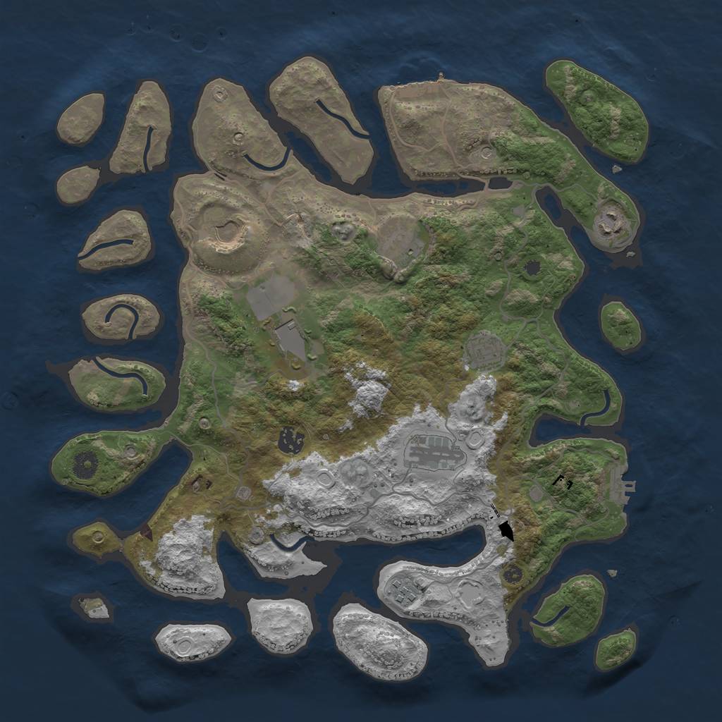Rust Map: Procedural Map, Size: 4000, Seed: 2134, 16 Monuments