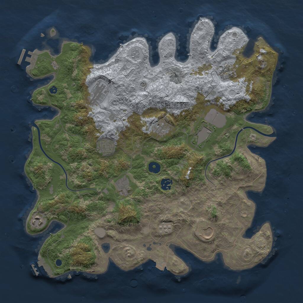 Rust Map: Procedural Map, Size: 3850, Seed: 1699023333, 16 Monuments
