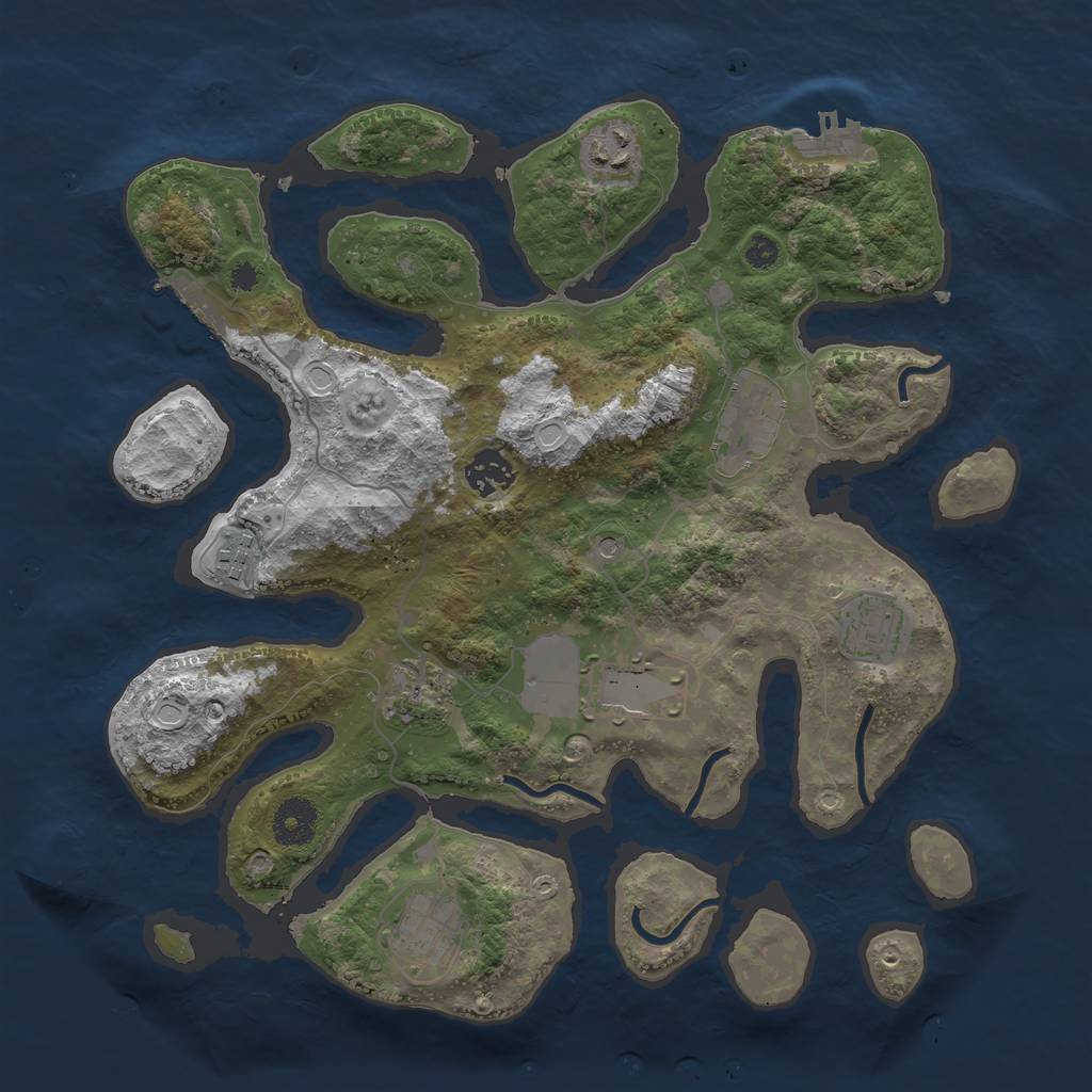 Rust Map: Procedural Map, Size: 3500, Seed: 7354912, 16 Monuments