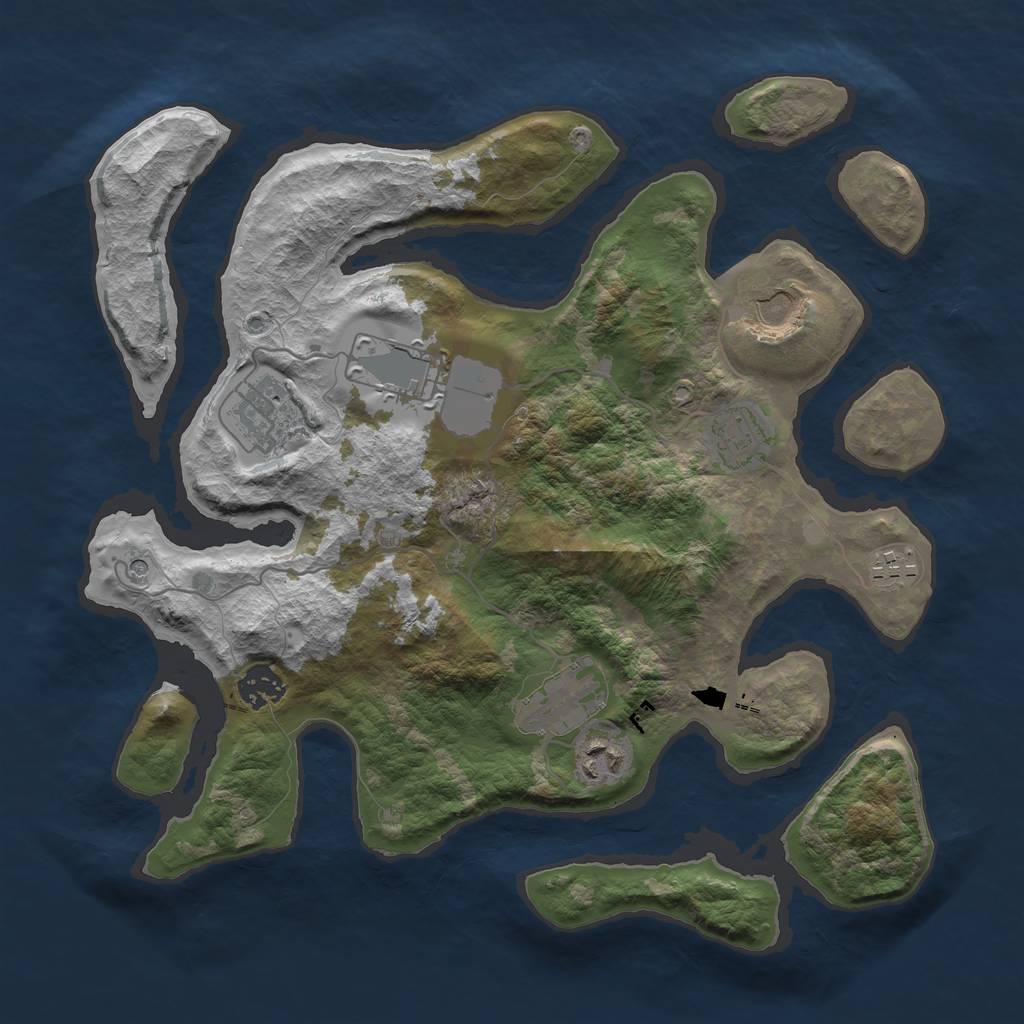 Rust Map: Barren, Size: 3500, Seed: 1501, 11 Monuments