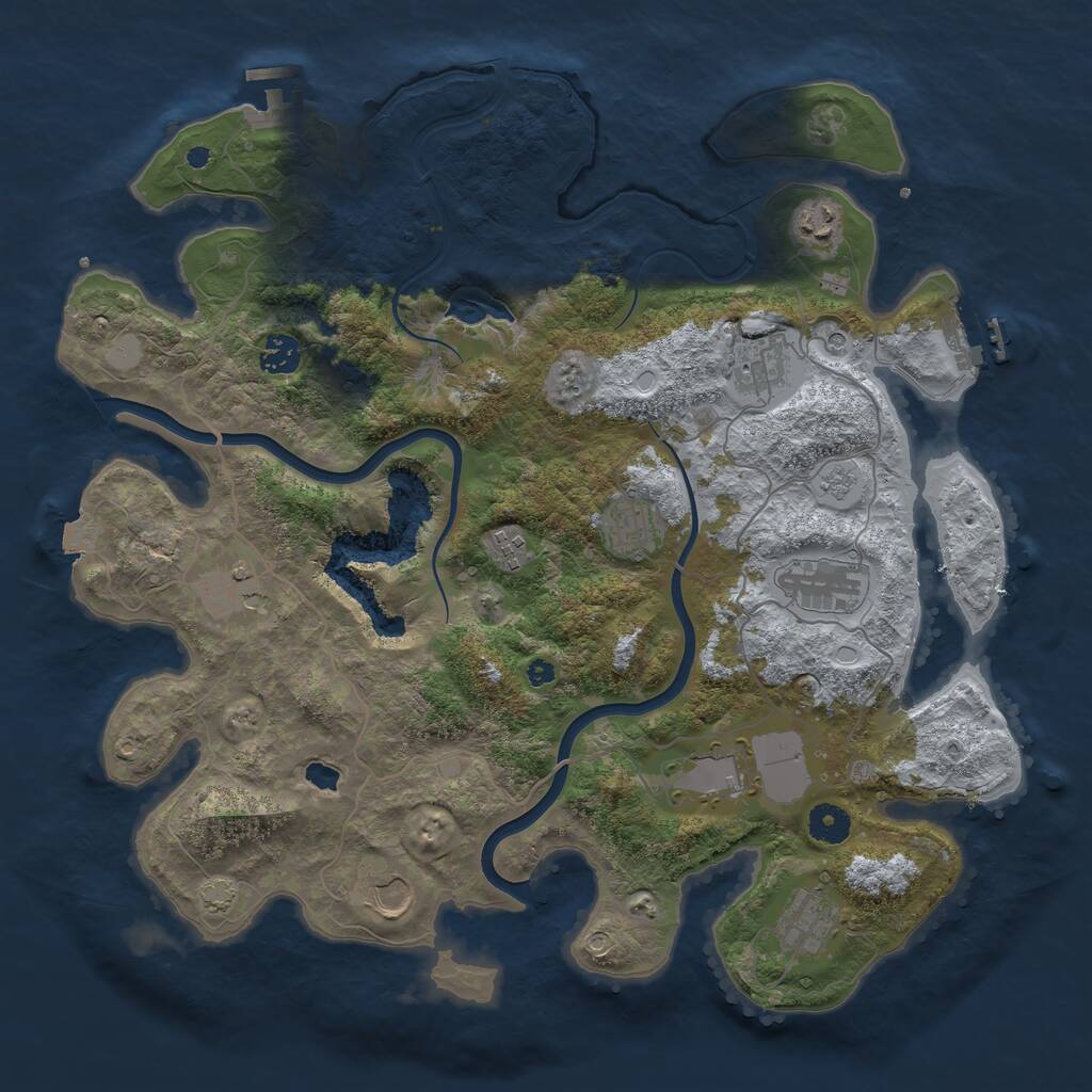 Rust Map: Procedural Map, Size: 4000, Seed: 2545, 16 Monuments