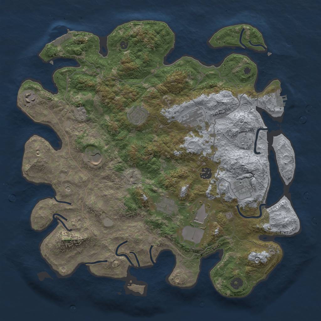 Rust Map: Procedural Map, Size: 4000, Seed: 2545, 16 Monuments