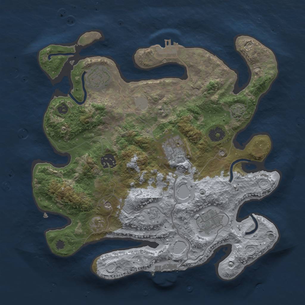 Rust Map: Procedural Map, Size: 3000, Seed: 8988, 12 Monuments