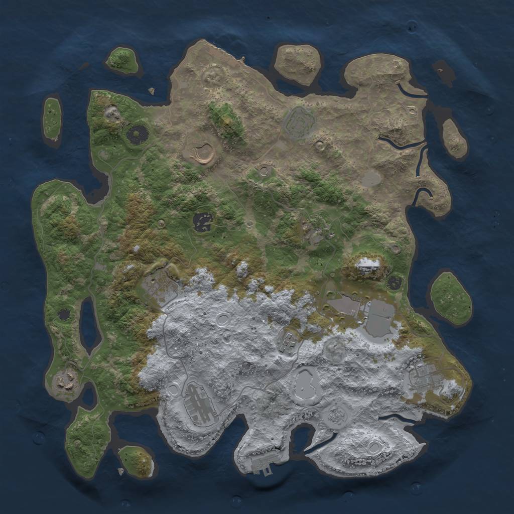 Rust Map: Procedural Map, Size: 3750, Seed: 14063, 17 Monuments