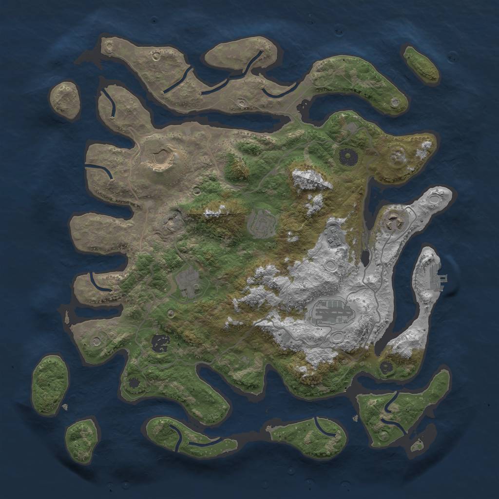 Rust Map: Procedural Map, Size: 4000, Seed: 45684565, 14 Monuments