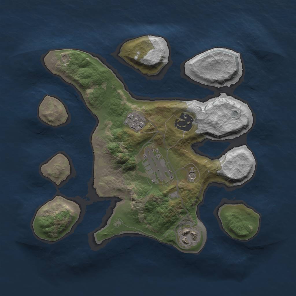 Rust Map: Barren, Size: 2501, Seed: 123, 7 Monuments