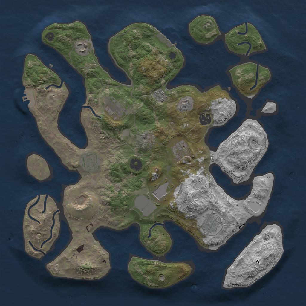 Rust Map: Procedural Map, Size: 3750, Seed: 588870649, 17 Monuments