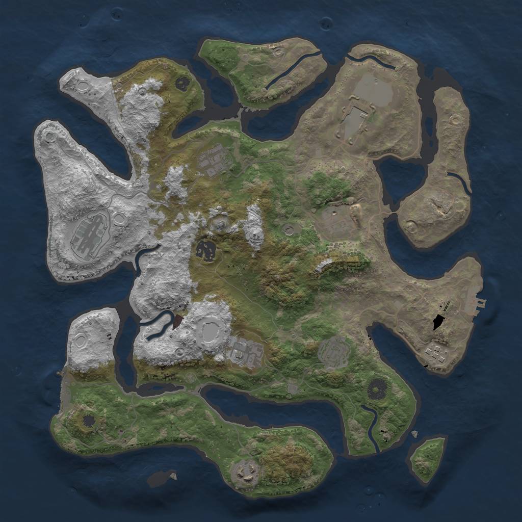 Rust Map: Procedural Map, Size: 3750, Seed: 1275329195, 17 Monuments