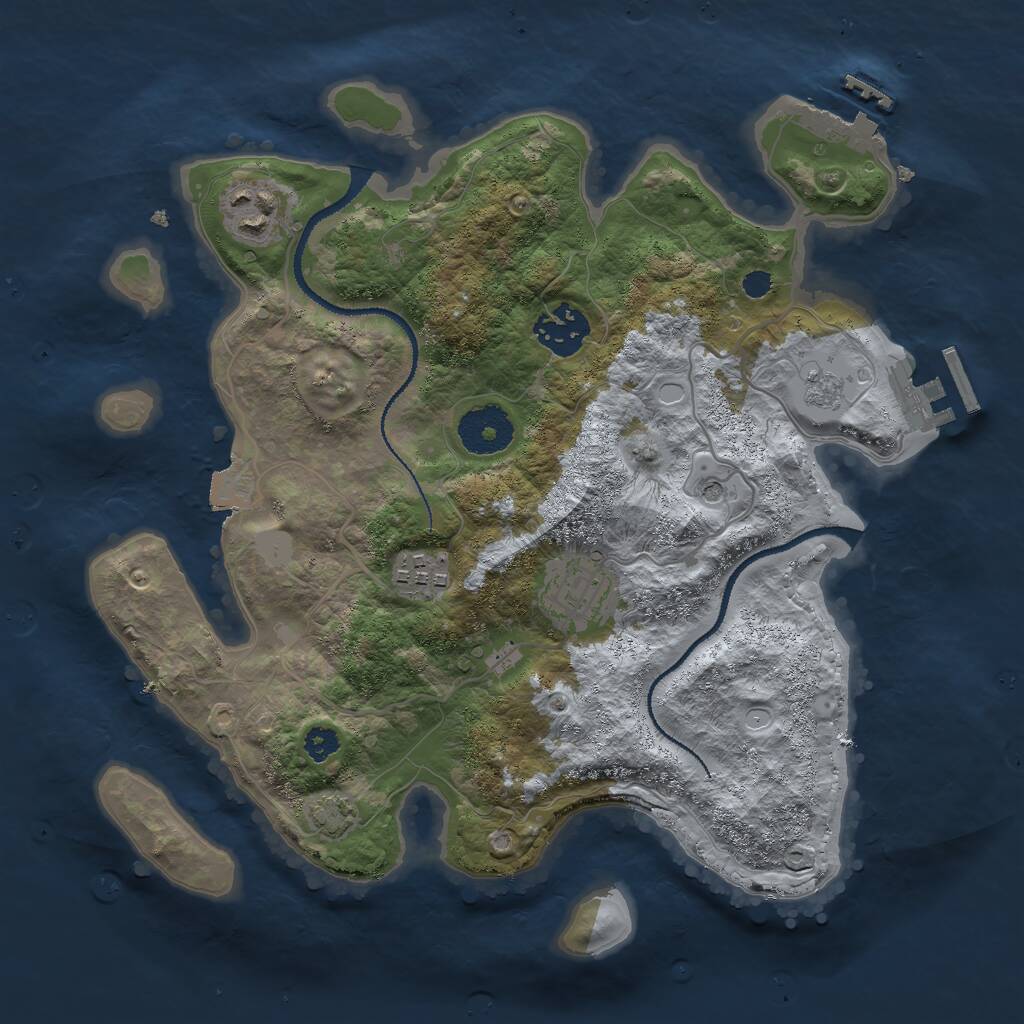 Rust Map: Procedural Map, Size: 3000, Seed: 605284, 10 Monuments