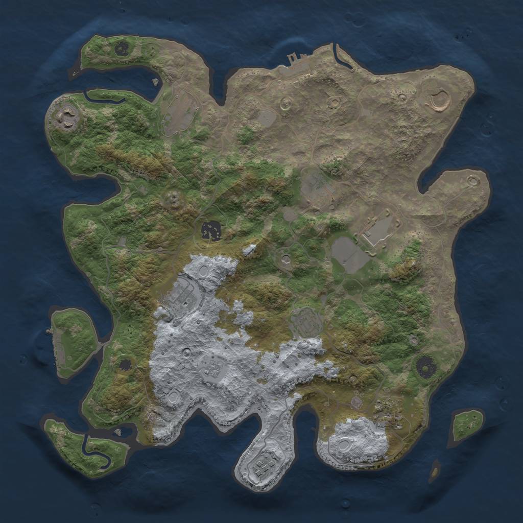 Rust Map: Procedural Map, Size: 3700, Seed: 1001999866, 17 Monuments