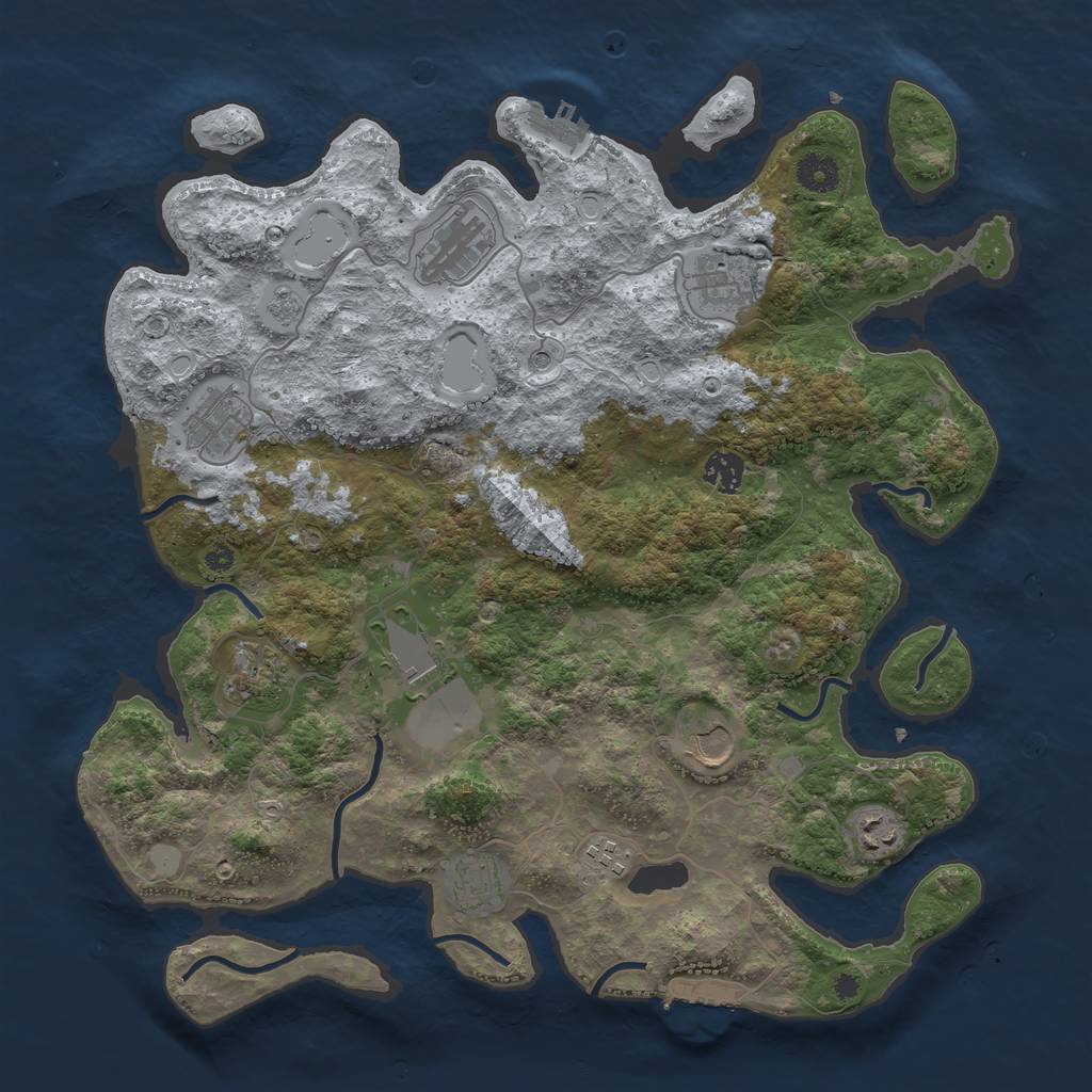 Rust Map: Procedural Map, Size: 3950, Seed: 1191172821, 17 Monuments
