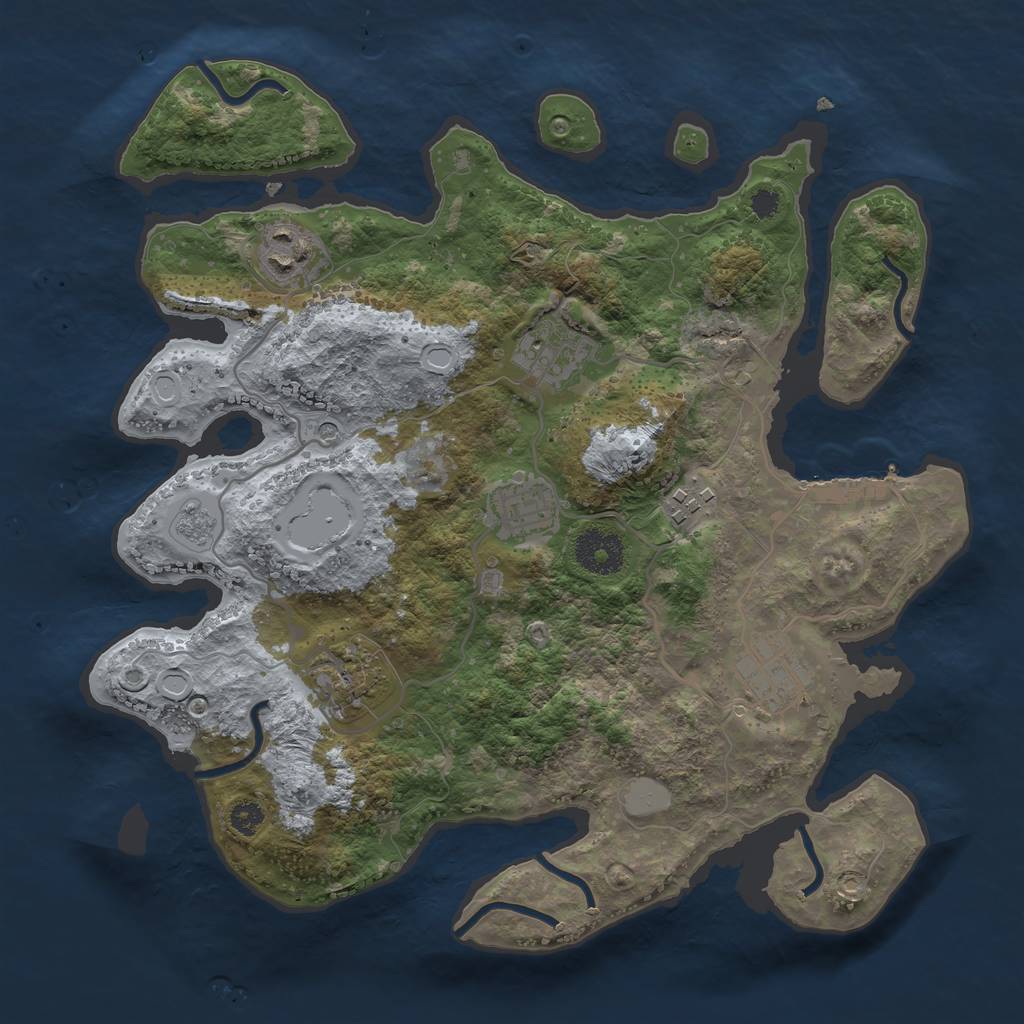 Rust Map: Procedural Map, Size: 3200, Seed: 1089137652, 12 Monuments