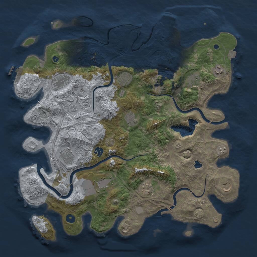 Rust Map: Procedural Map, Size: 4250, Seed: 1049784267, 17 Monuments
