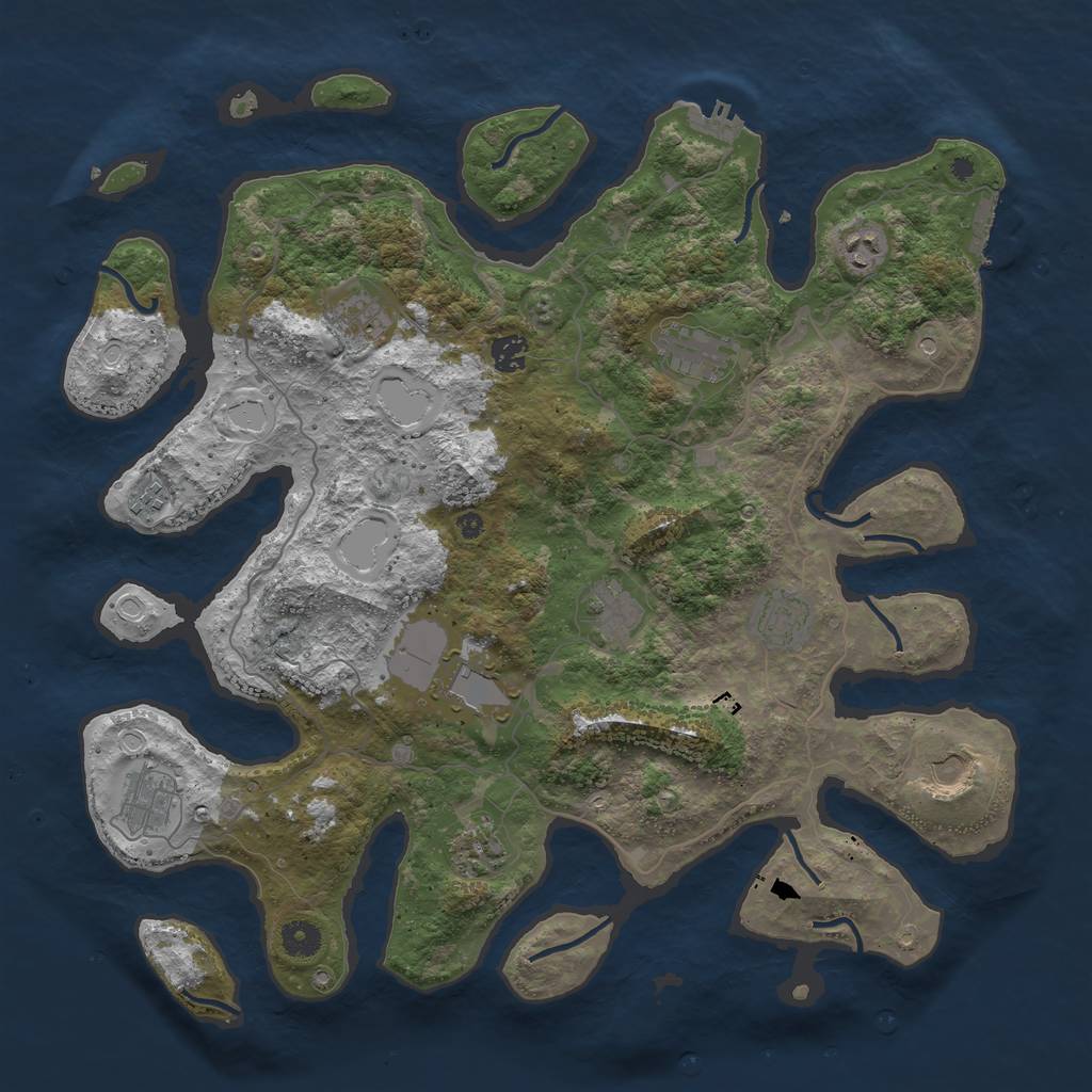 Rust Map: Procedural Map, Size: 4250, Seed: 1049784267, 19 Monuments