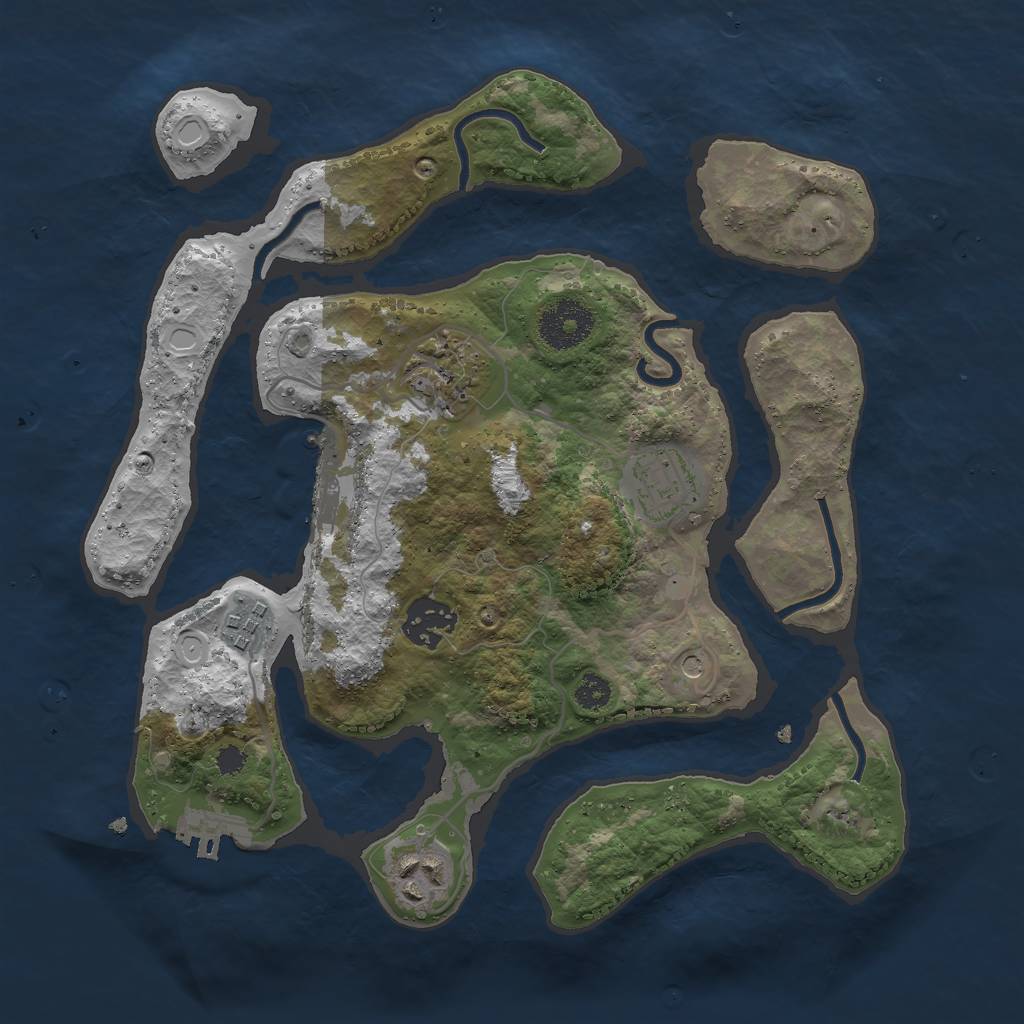 Rust Map: Procedural Map, Size: 3000, Seed: 48571, 13 Monuments