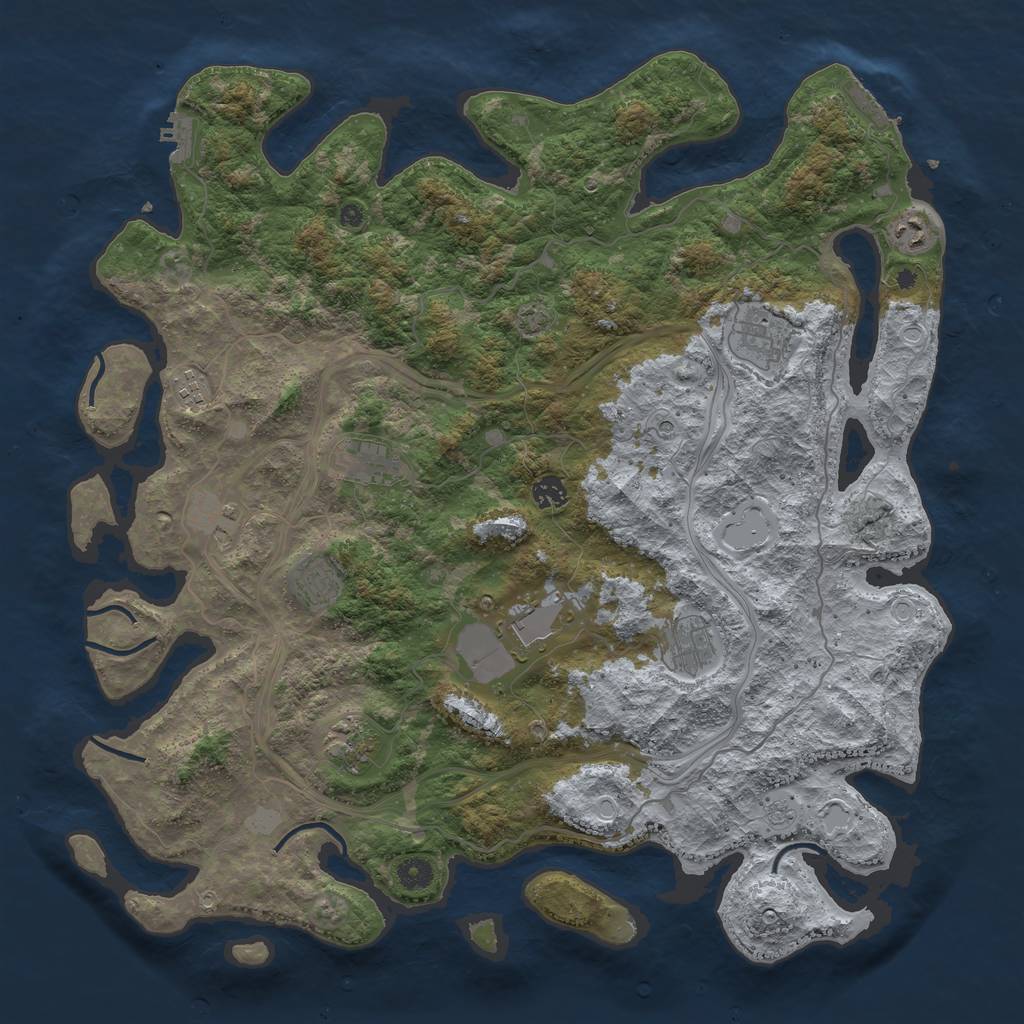 Rust Map: Procedural Map, Size: 4500, Seed: 2032484953, 18 Monuments