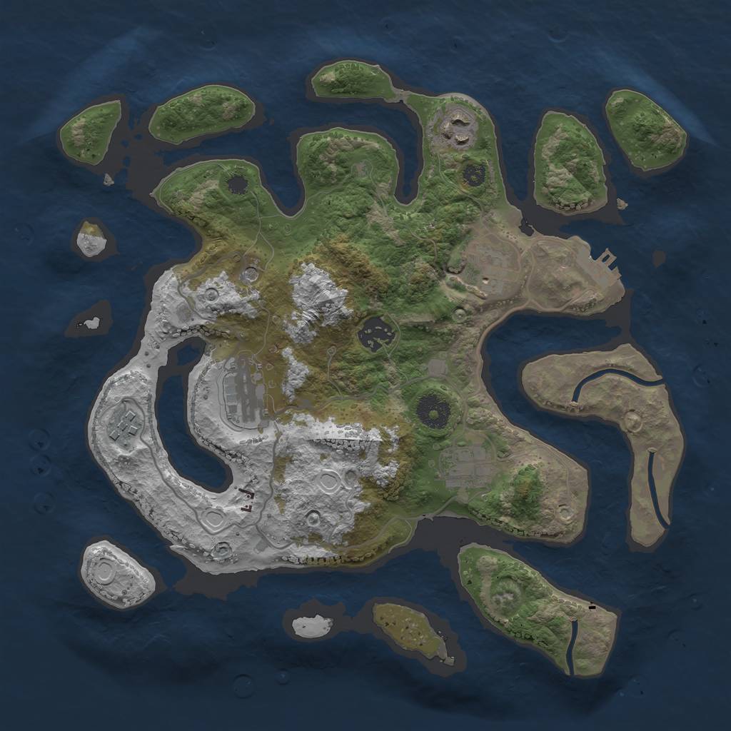 Rust Map: Procedural Map, Size: 3250, Seed: 747282, 13 Monuments