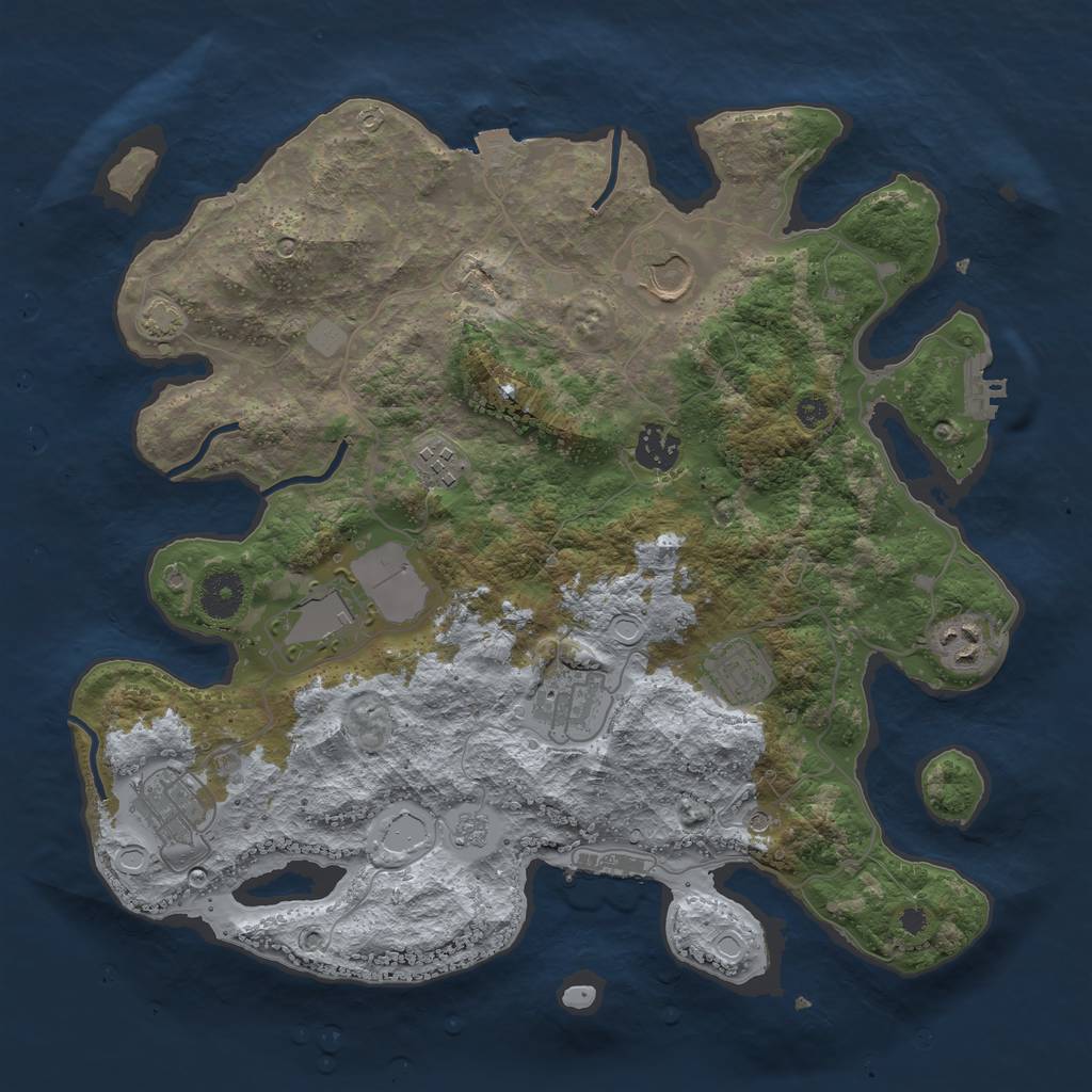 Rust Map: Procedural Map, Size: 3600, Seed: 182457, 16 Monuments