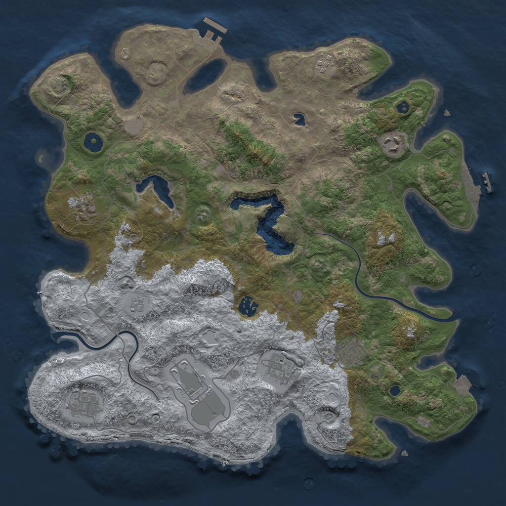 Rust Map: Procedural Map, Size: 4000, Seed: 886172, 14 Monuments
