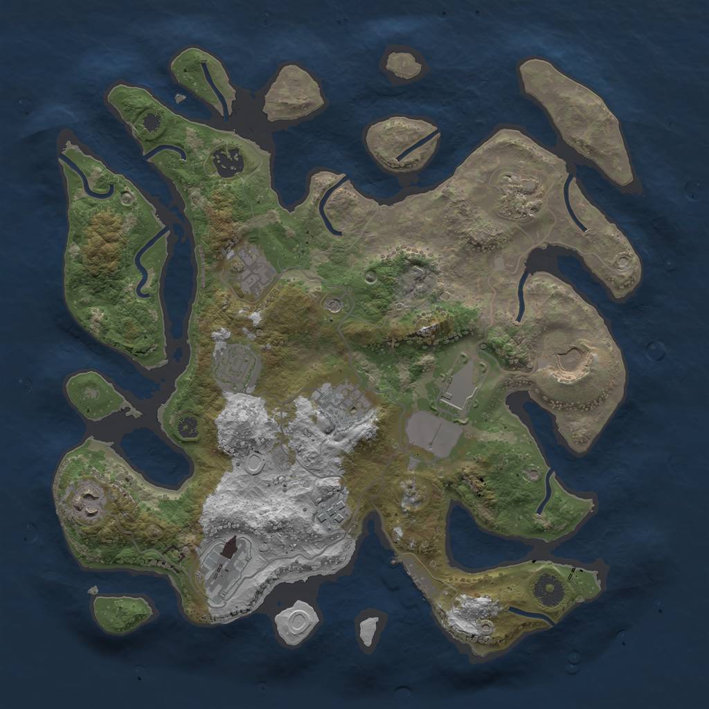 Rust Map: Procedural Map, Size: 3500, Seed: 413965379, 17 Monuments