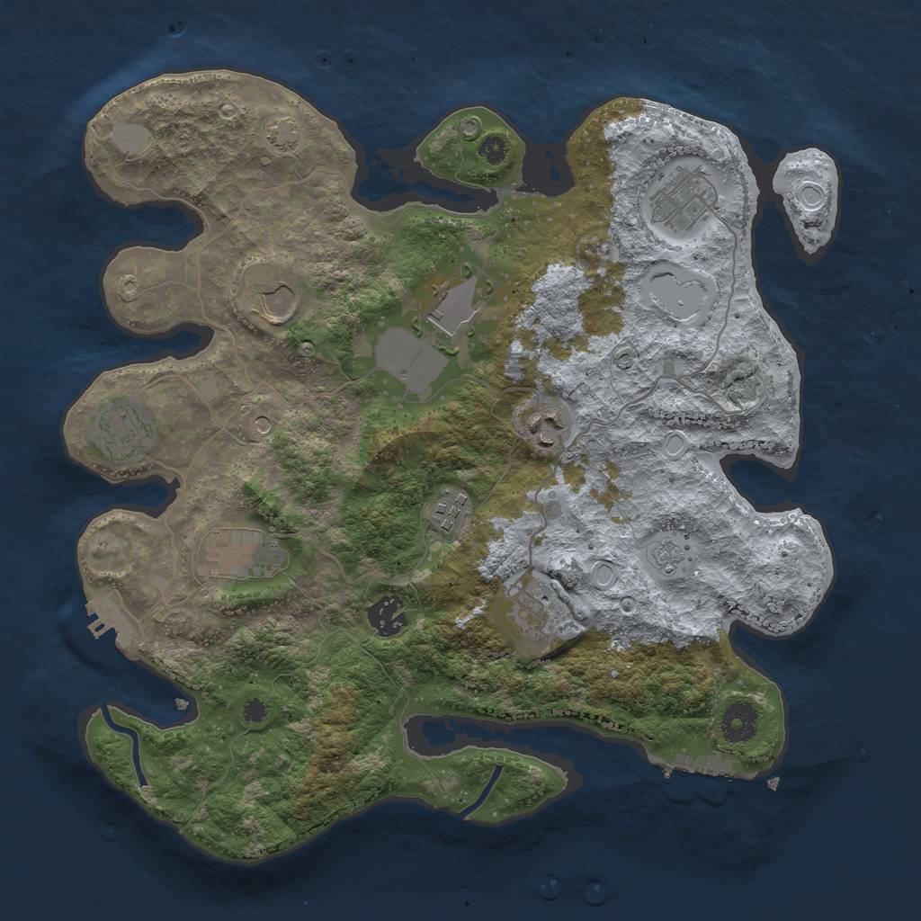 Rust Map: Procedural Map, Size: 3500, Seed: 1624989, 17 Monuments