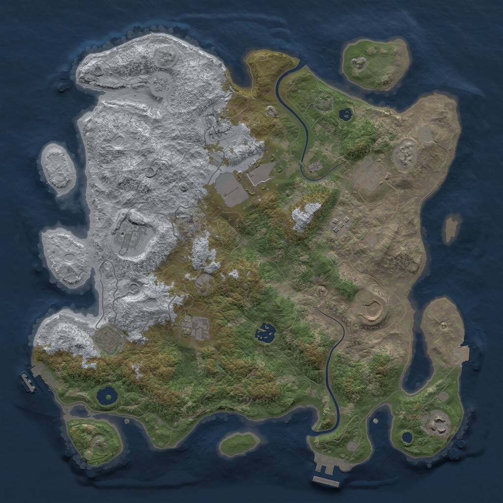 Rust Map: Procedural Map, Size: 3850, Seed: 1943706004, 16 Monuments