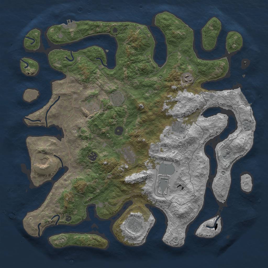 Rust Map: Procedural Map, Size: 4500, Seed: 2283256, 18 Monuments